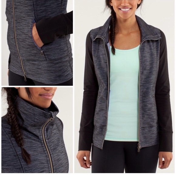 lululemon athletica Jackets & Blazers - lululemon athletica Heathered Charcoal and Black Full-Zip Bomber Jacket